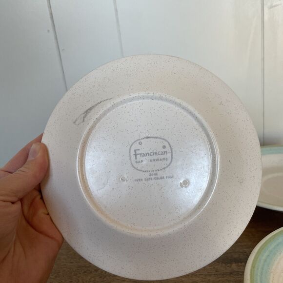 Vintage Franciscan Earthenware Tulip Time Coffee Saucers 6 1/4" Set of 4 - Picture 6 of 8